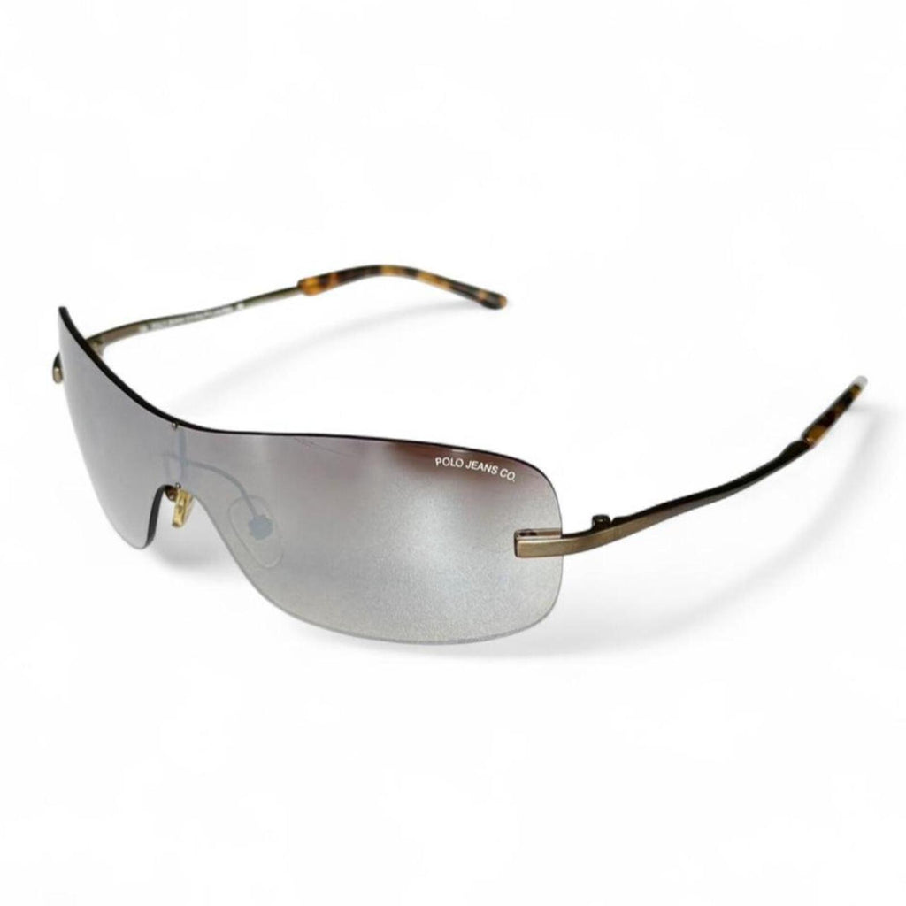 Vintage 90's Polo Jeans Soul Rimless Shield Reflective Tortoise Shell Sunglasses