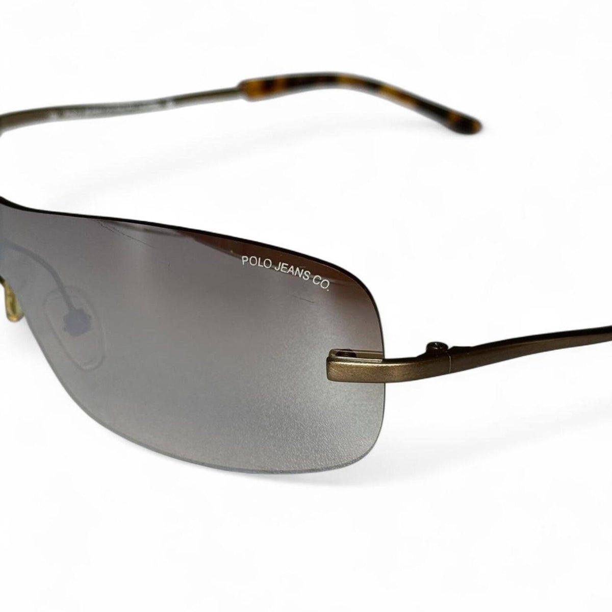 Vintage 90's Polo Jeans Soul Rimless Shield Reflective Tortoise Shell Sunglasses
