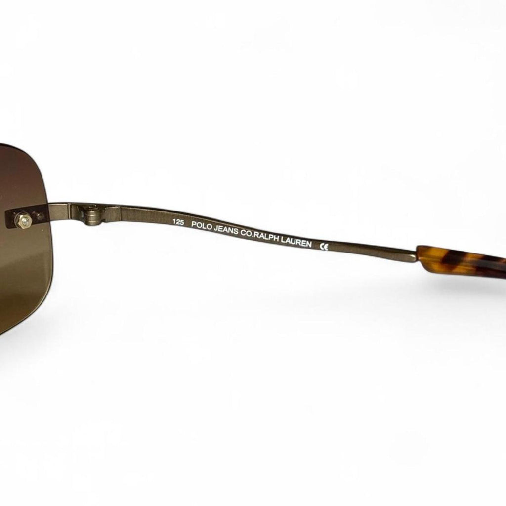 Vintage 90's Polo Jeans Soul Rimless Shield Reflective Tortoise Shell Sunglasses